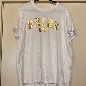 Torrid White Long Sleeve Tee with Gold Print